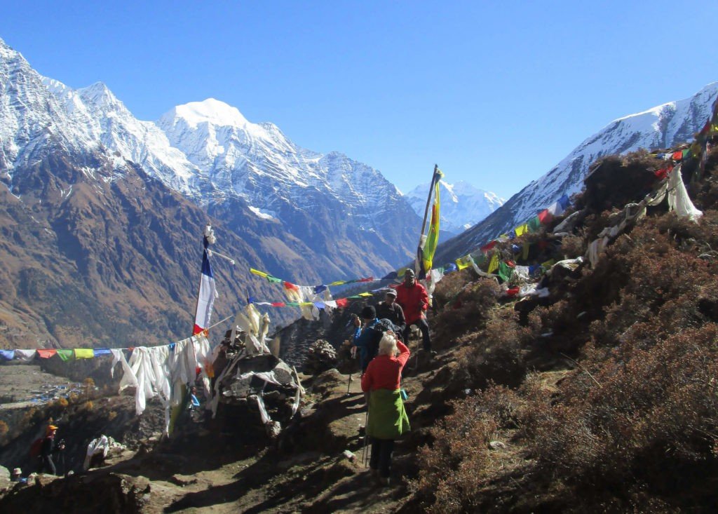 trekking in nepal in autumn
