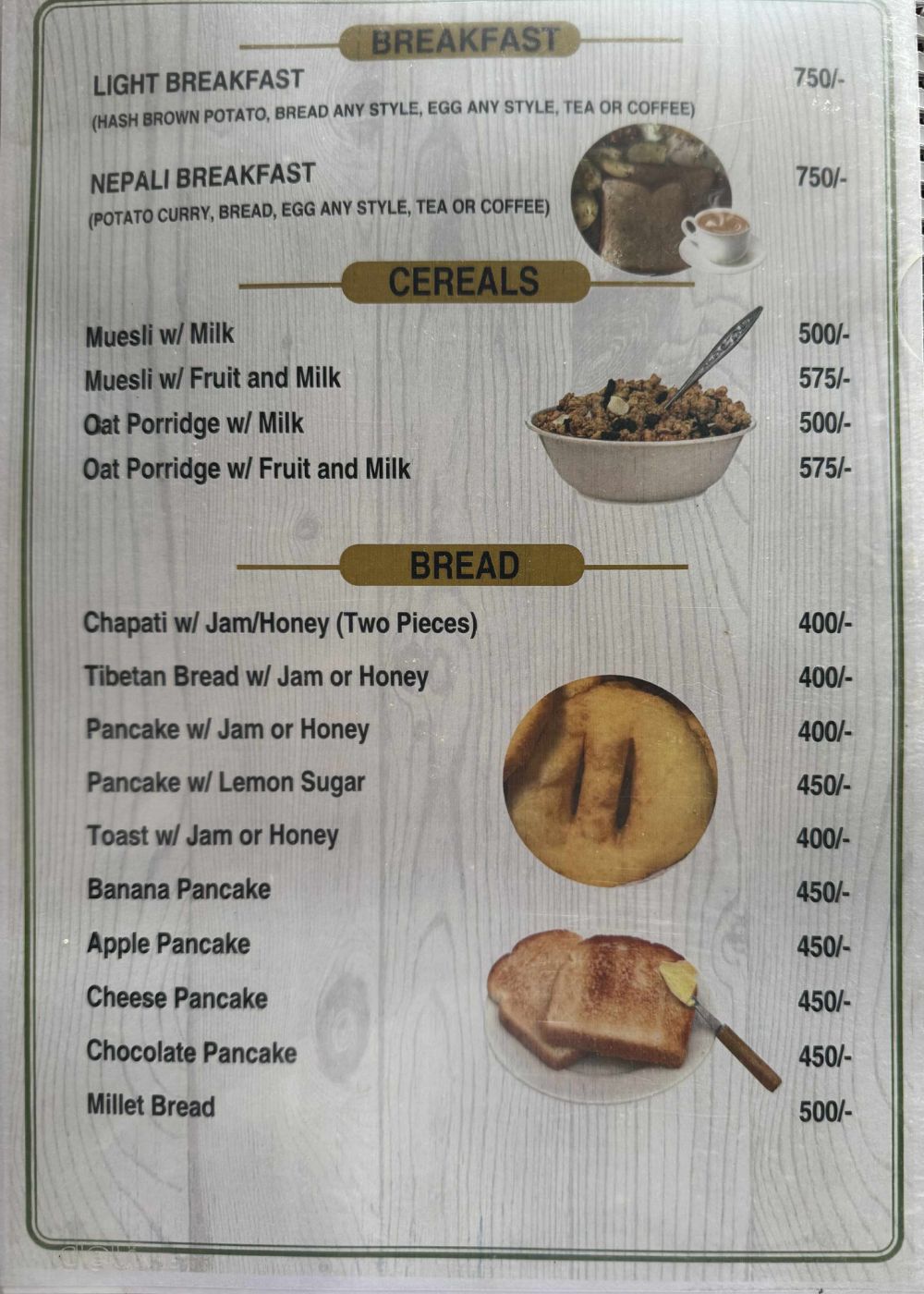 Real Food Menu at High Camp, Mardi Himal Trek