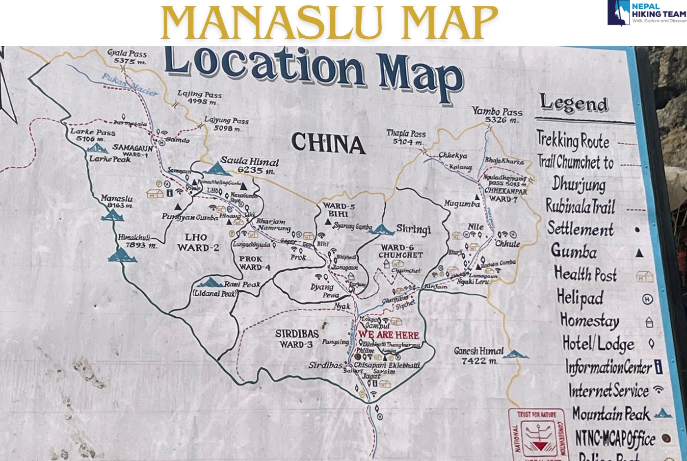 Trip Map of Manaslu Region Trekking  Manaslu Circuit Trek