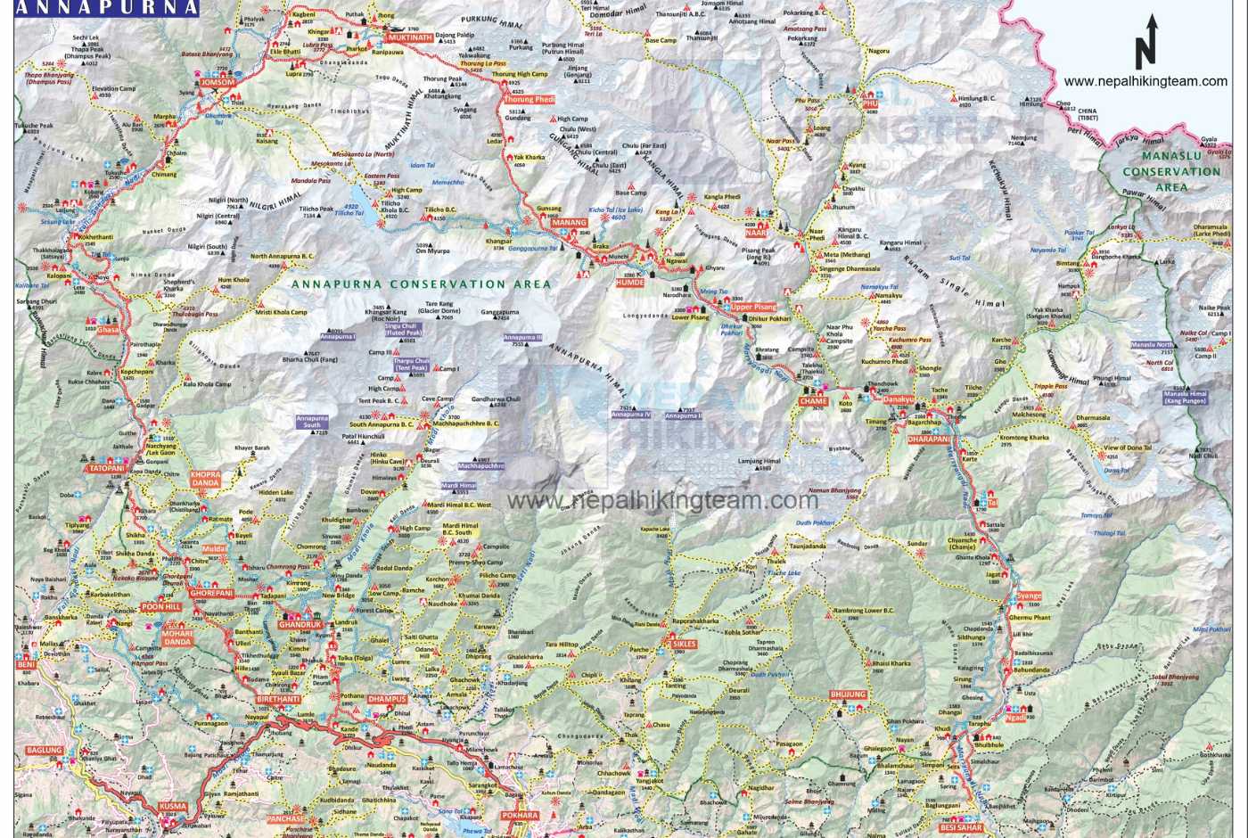 Annapurna Region Trek Map