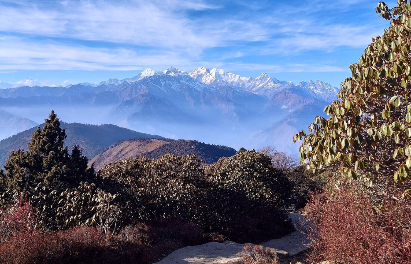 Mardi Himal trek, Nepal viewpoint, mountain scenery, hiking in Nepal, rhododendron forests