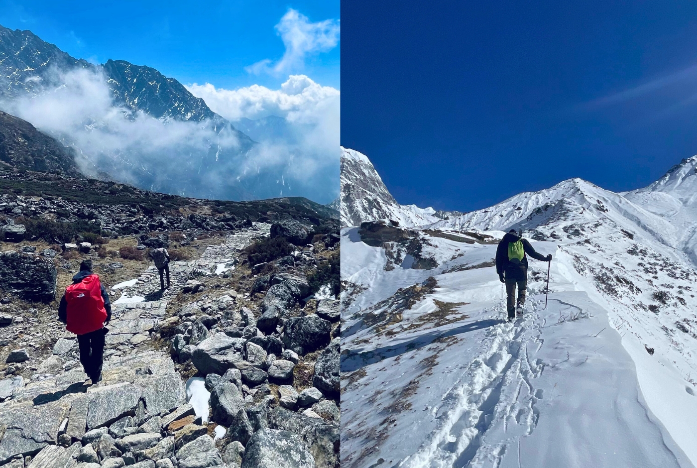 Snowy tarils and rocky trails of langtang