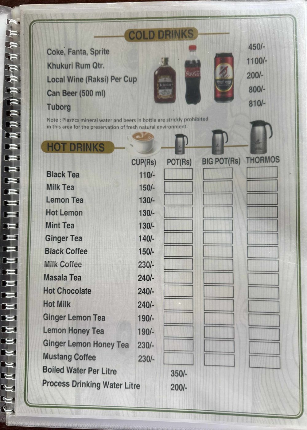 Real Food Menu at High Camp, Mardi Himal Trek