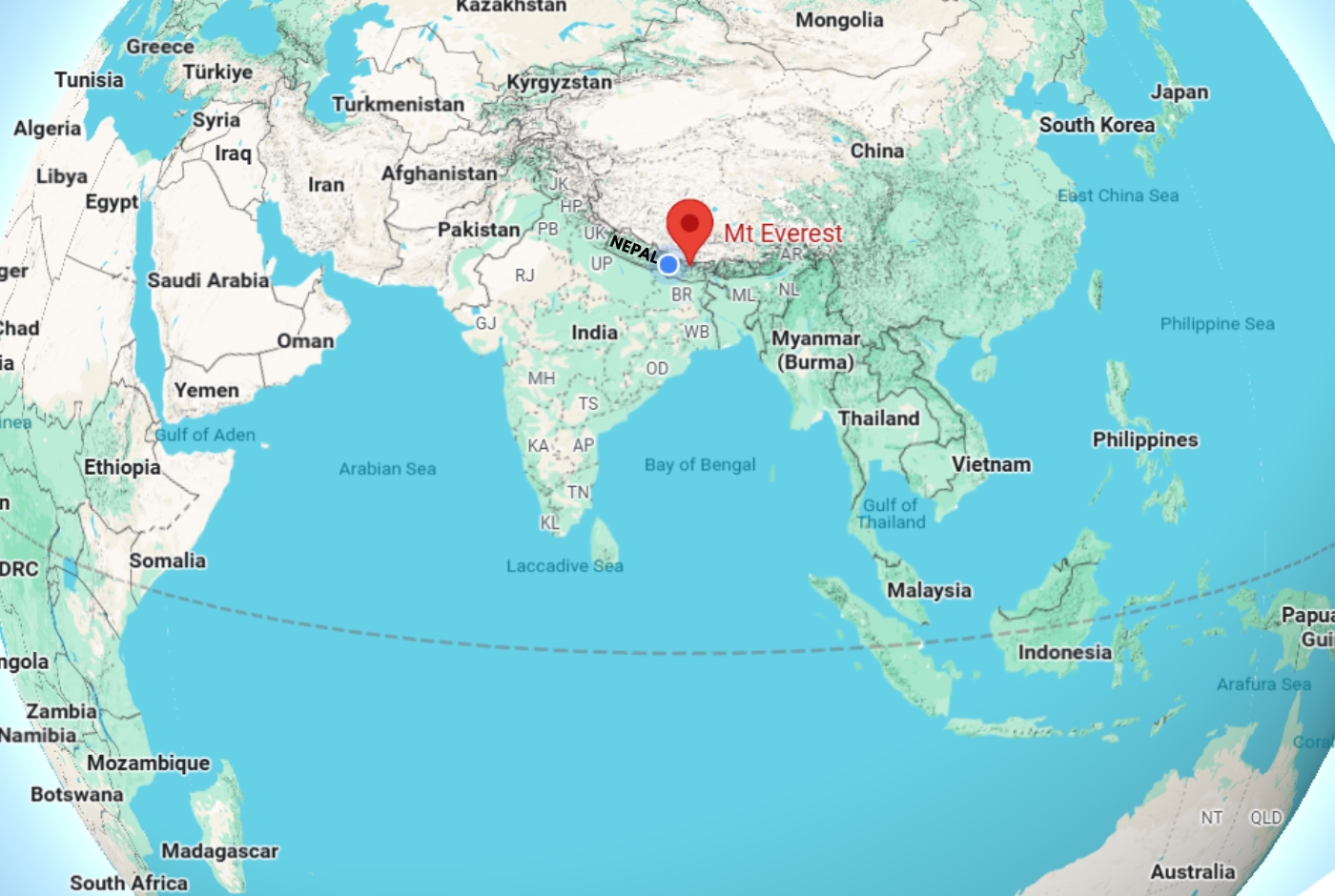 Where is Mount Everest Located on world map