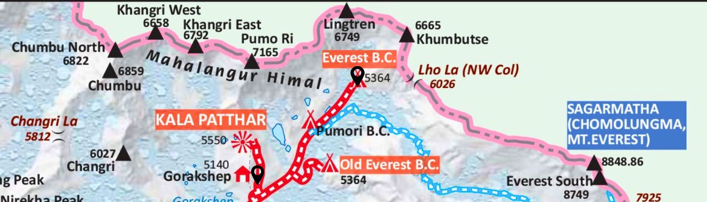 Goraskshep To Everest Base Camp Distance And Map
