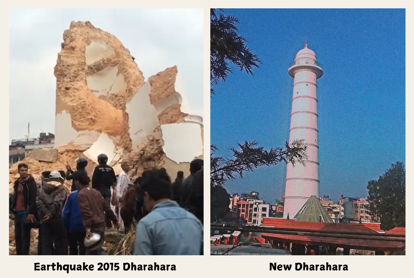 Earthquake 2015 Dharahara vs New built Dharahara