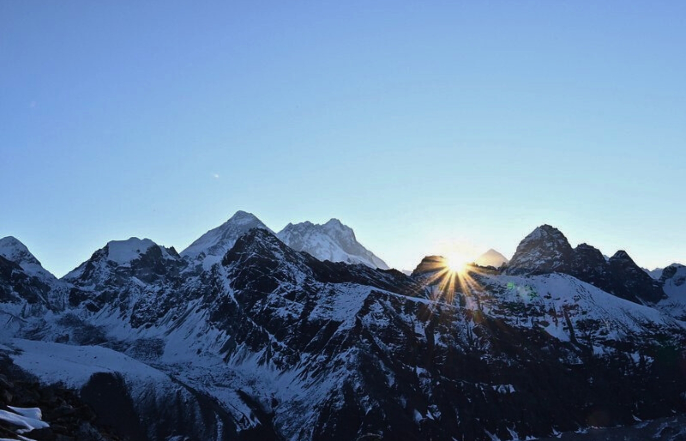 Morning sunrise view from the Everest Gokyo lake trek