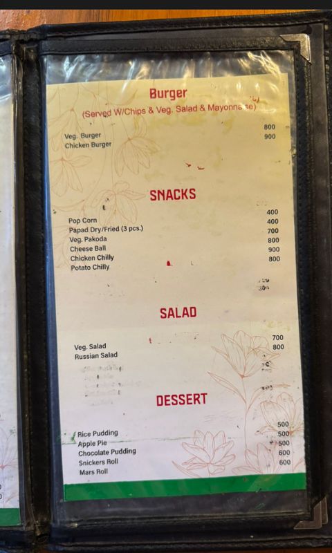 Food menu with real prices at Phakding during Everest Base Camp Trek