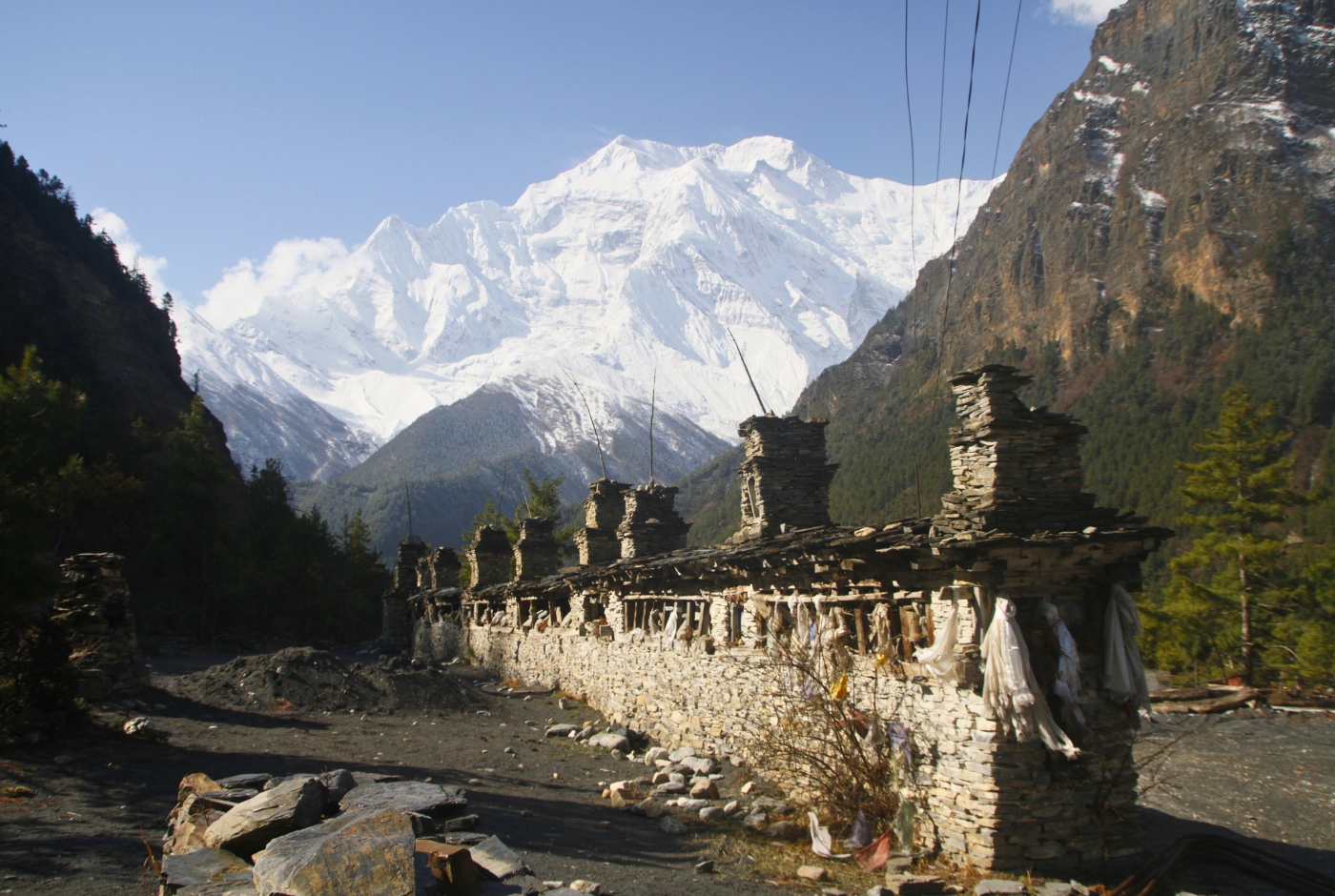 Braga village trail near Manang on the Annapurna Circuit Trek