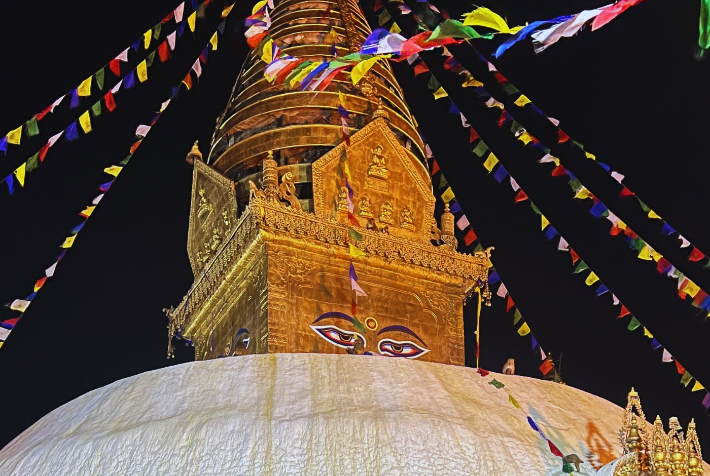 Night time view of Syambhunath