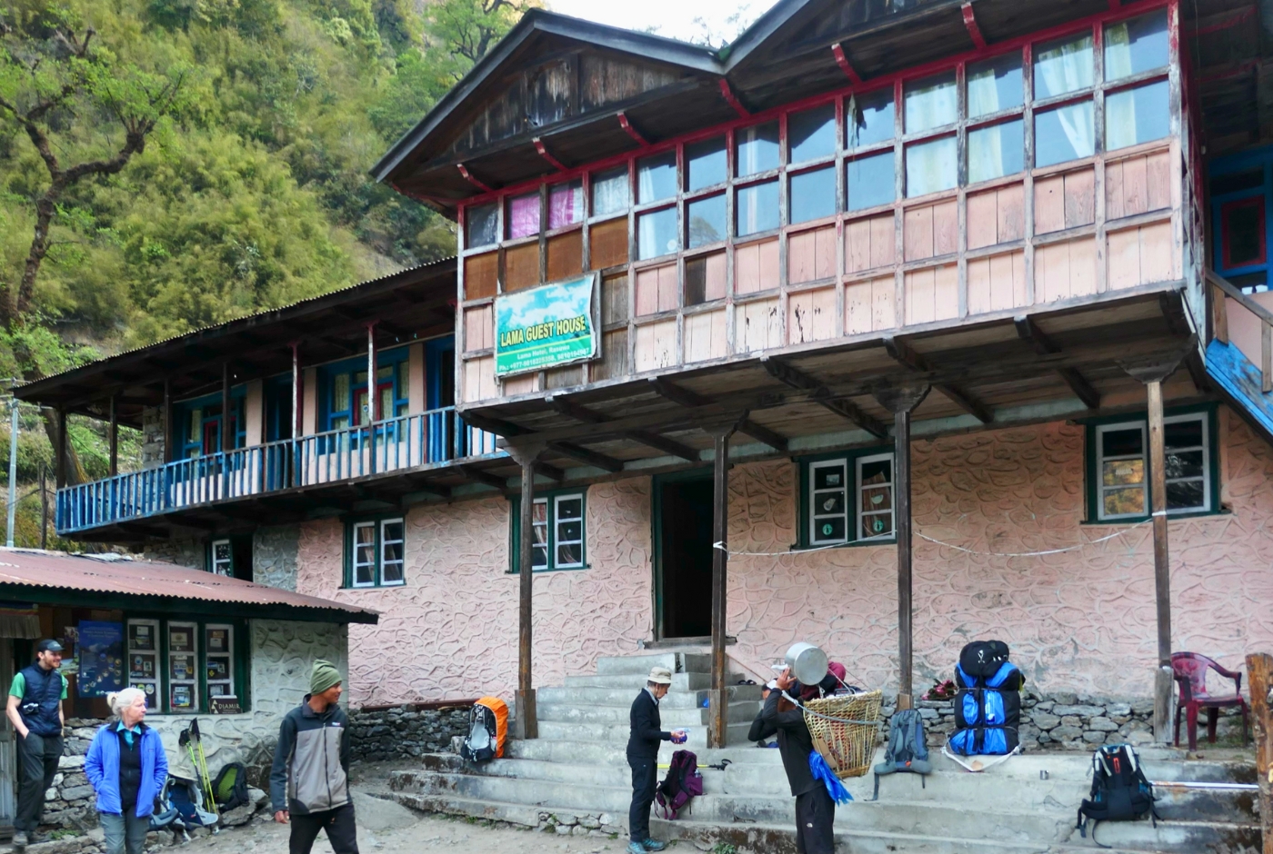 Teahouse accommodation and trekking staff in Langtang Valley along the trekking route