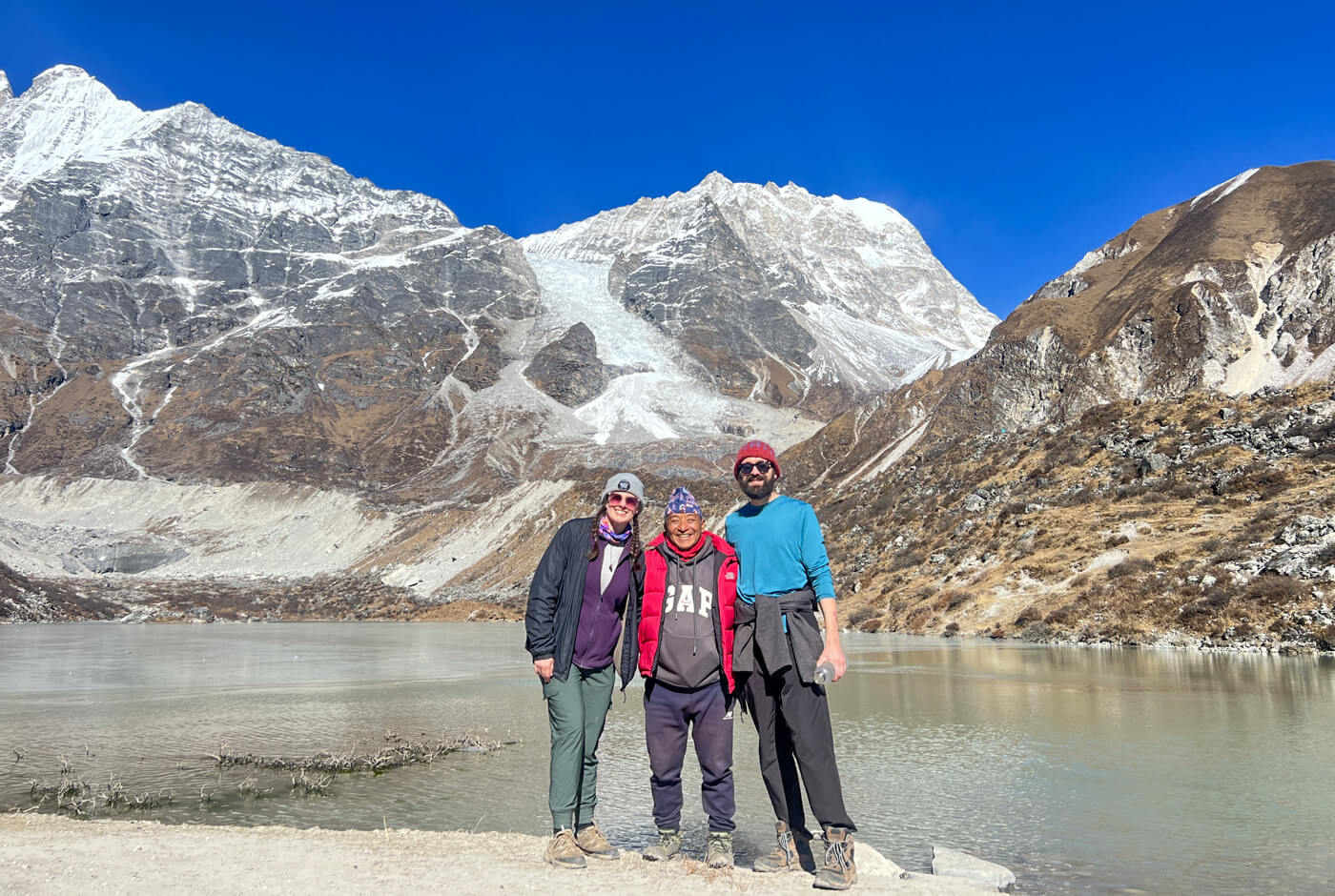 Author (on The Right) On The Way To Kyanjin Gompa