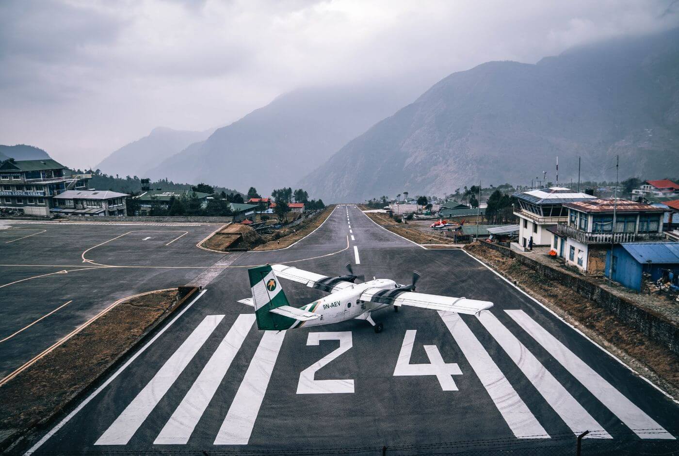 Lukla Airport runway in the Khumbu region before flying back to Kathmandu after the Everest Base Camp trek.
