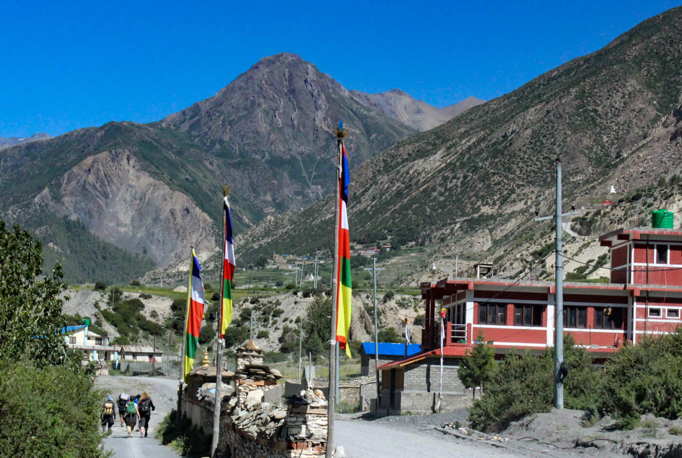 Manang village waypoint on the Annapurna Circuit Trek map near Ice Lake, Braga Monastery, and Tilicho Lake side trails