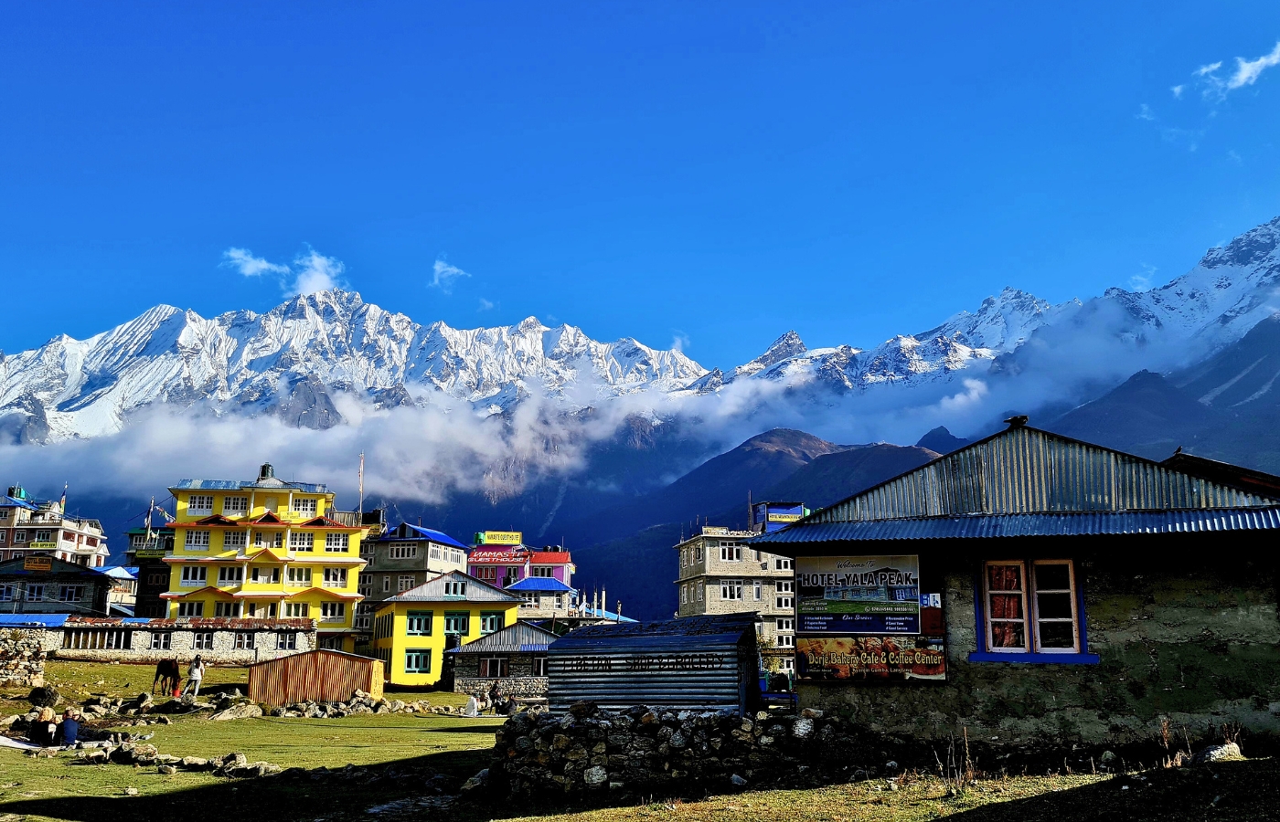 Kyanjin Gompa village  Starting Hike to highest point of langtang