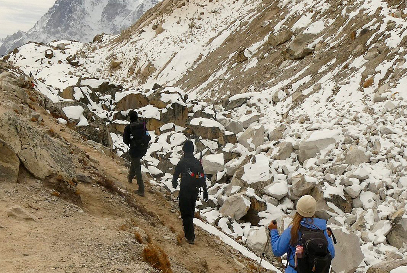 Rocky stone trail between Namche Bazaar and Everest Base Camp showing varied terrain