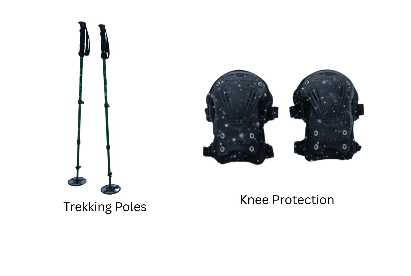 Trekking poles and knee support gear recommended for Manaslu Circuit Trek steep descents and Larkya La Pass crossing