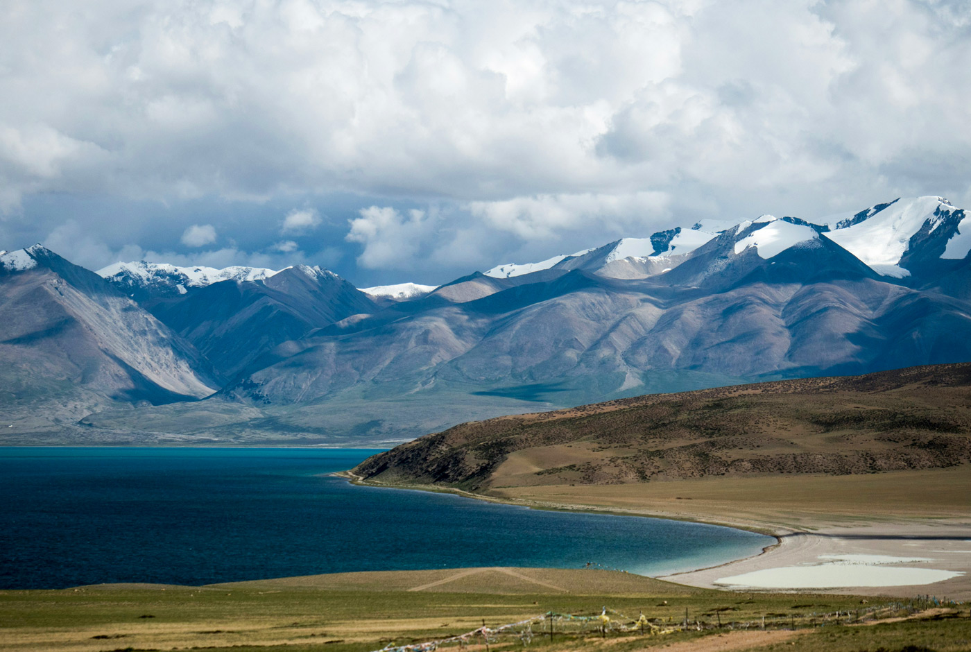 Lake Manasarovar, a sacred high-altitude freshwater lake near Mount Kailash in western Tibet