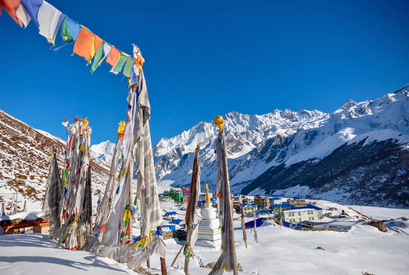 Cultural flags and beauty of Langtang Area