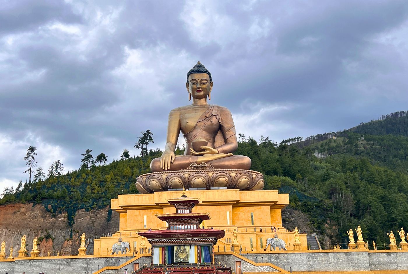 Buddha Dordenma statue, a massive golden Shakyamuni Buddha located in Thimphu, Bhutan