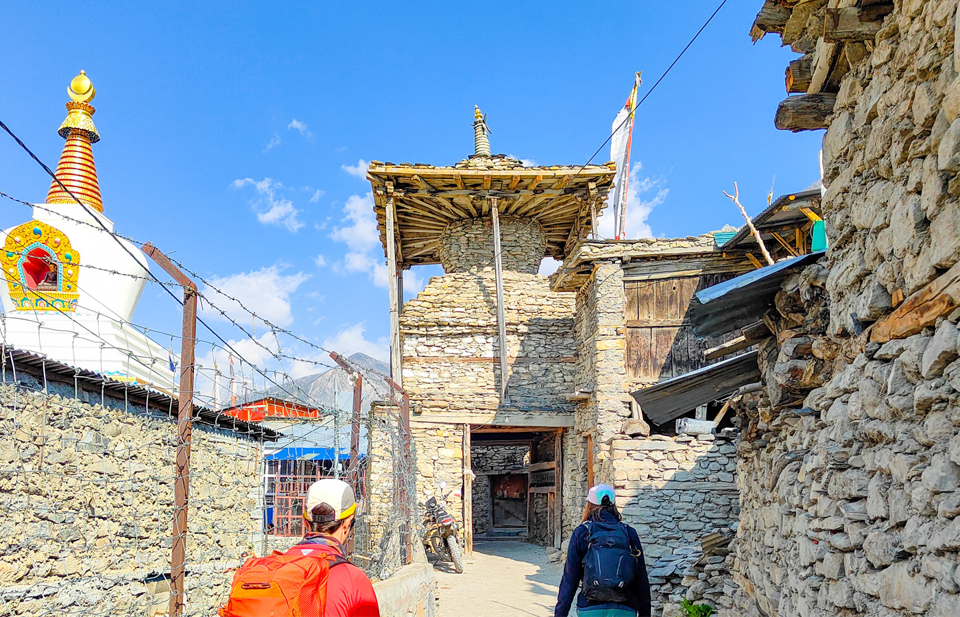 Manang Valley showing traditional settlement, river corridor, and surrounding Himalayan landscape