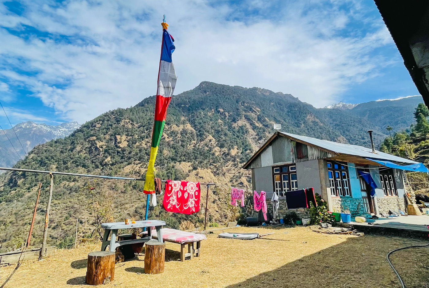 Traditional Teahouse Accommodation With Mountain Views On Langtang Valley Trek Nepal